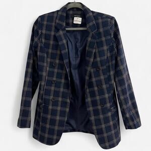 NWT Boutique Brand Navy Plaid Blazer Style Jacket